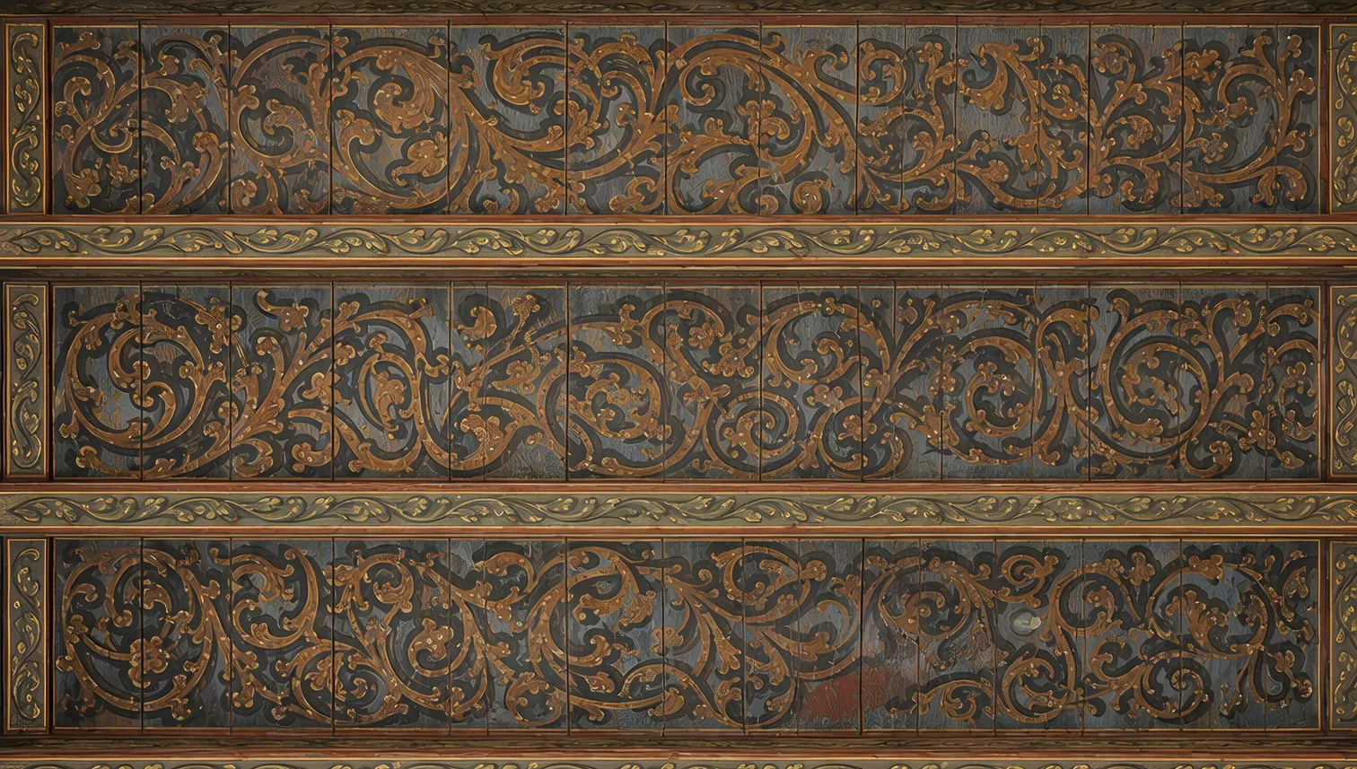 The painted and gilded ceiling of the Oude Kerk sacristy