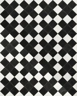 The black-and-white diamond floor of the sacristy