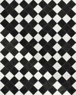 The black-and-white diamond floor of the sacristy