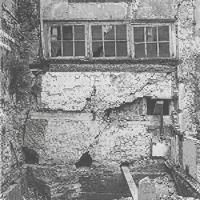 The sacristy wall stripped back during the demolition of 1964