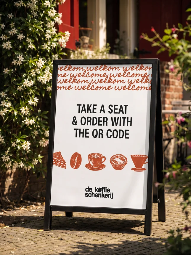 A sandwich board on the street outside the church