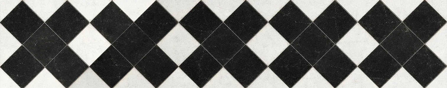 A band of the black and white checkerboard floor
