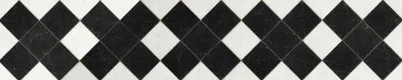 A band of the black and white checkerboard floor