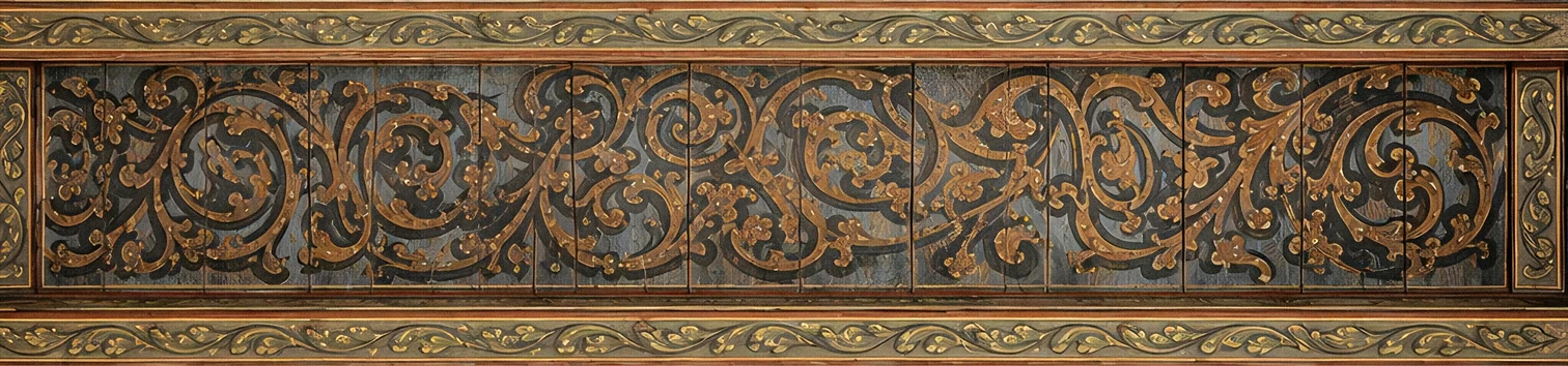 A band of the carved and gilded ceiling moulding