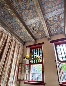 The counter under the vaulted ceiling